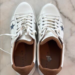 Mezlan White and Blue Sneakers with Leather Upper